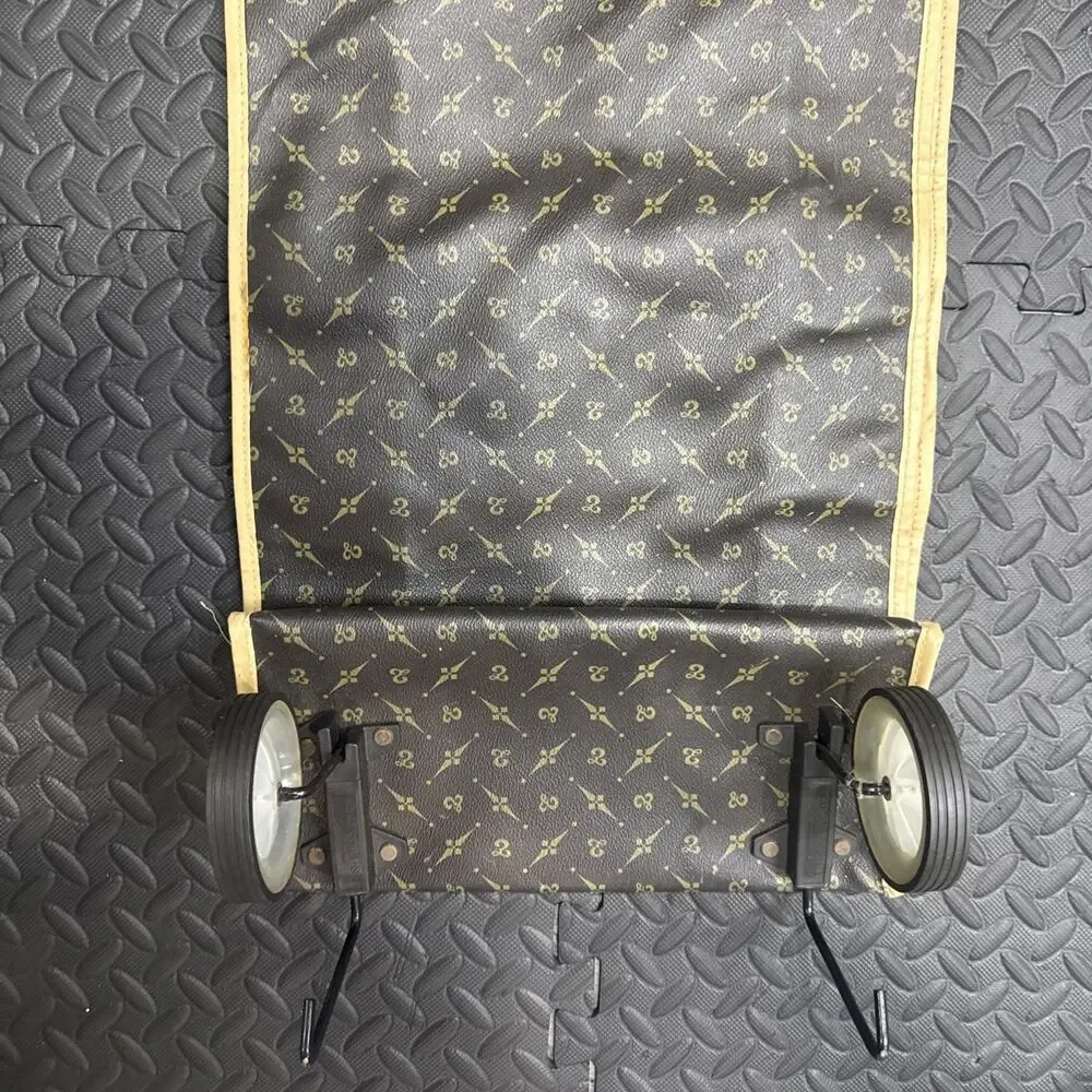 Vintage Monogrammed Folding Garment Bag/Cart w/Rolling Wheels 23” H